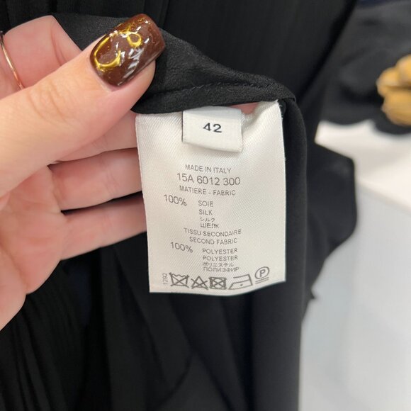 Givenchy Black Pleated Neck Tie Draped Blouse Silk Tank Top size IT 42/6 - Picture 8 of 8